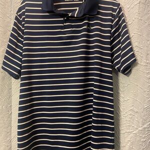 Under Armour Navy and White Striped Polo Shirt